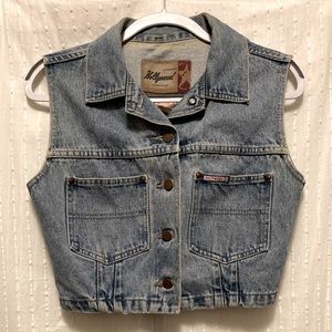 Vintage 80s 90s Hollywood Jeans cropped denim vest